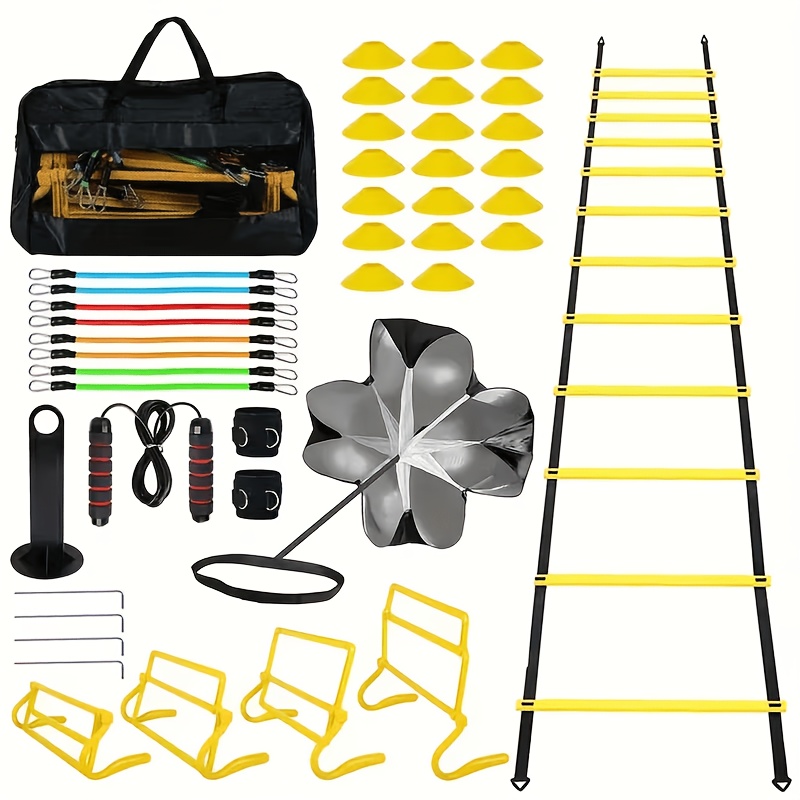 Agility kit with ladder, parachutes and carry bag
